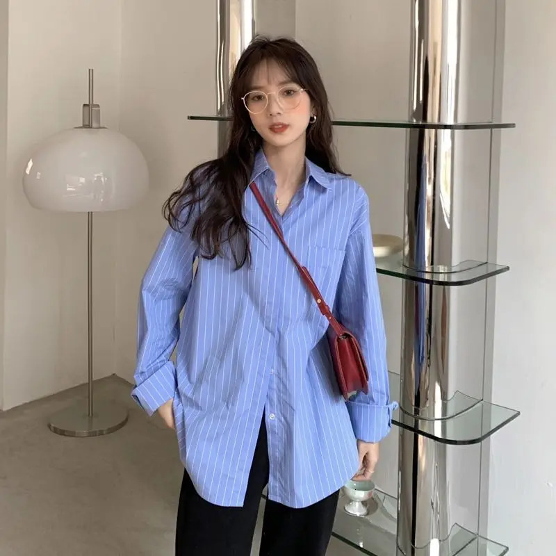 Sun Protection Korean Style Womens Clothing Spring and Summer Stripe Long Sleeve Blouses Outdoor Cardigan Clothes Shirts 250616
