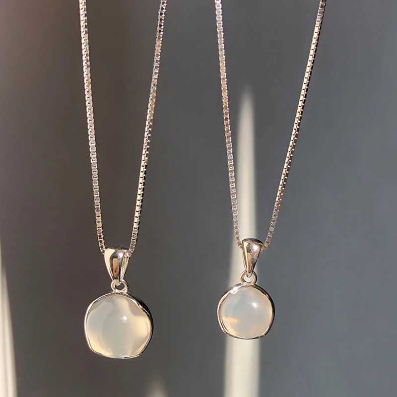 New 925 Sterling Silver Round Necklace Simple Geometric Shape Woman Pendant Choker Birthday Gift for Friends Exquisite Jewelry XJ250620
