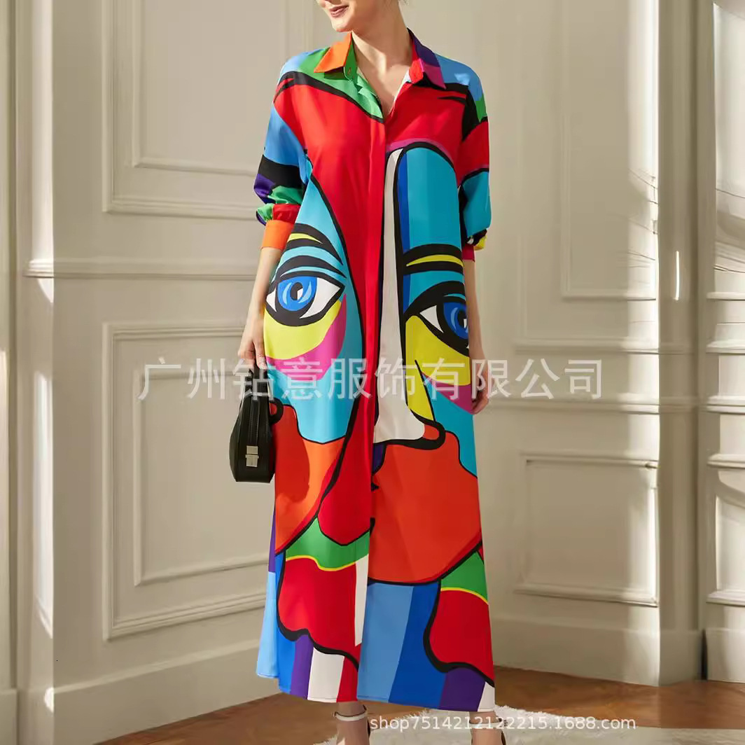 2025 New In Stock All Colors All Sizes Cross-Border Foreign Trade European and American Women's Fashion Hot-Selling Cardigan Printed Plus Size