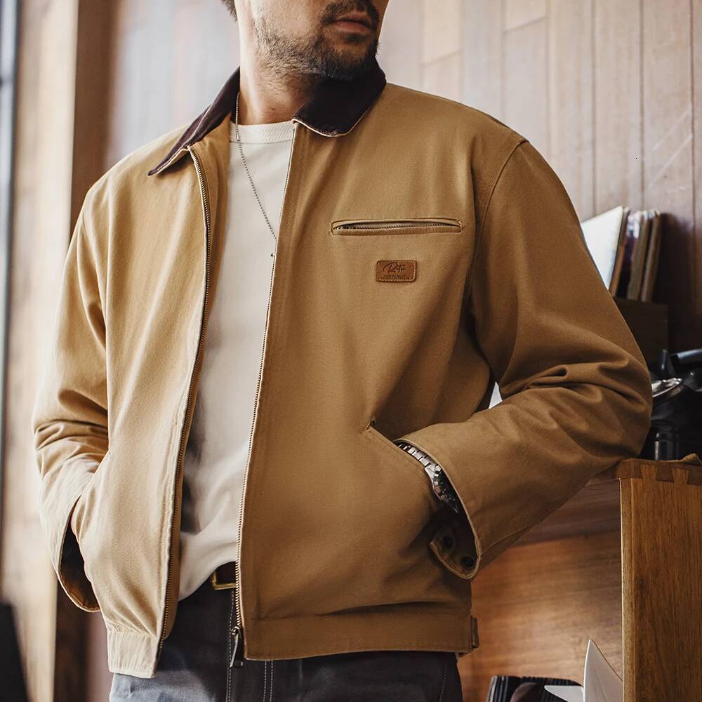 25/26 Maden Retro Canvas Detroit Hunting J001 Heavyweight Pocket Work Jacket Lapel Collar Zipper Coat For Men's Spring And Fall