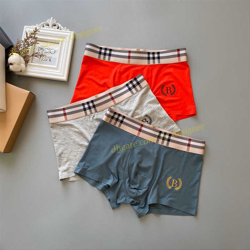 Designer boxers for men High end men's underwear breathable pure cotton plaid trendy brand personalized flat bottoms short pants fitness sports