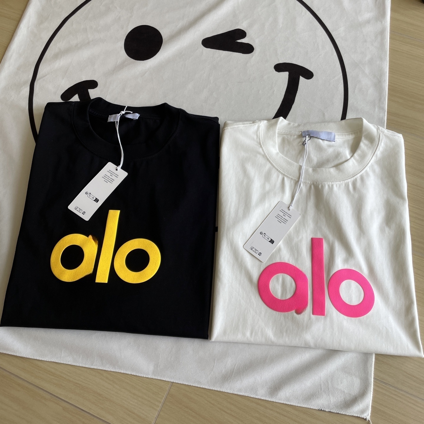 25ss t shirt round neck shirts short sleeve T-shirt new Macaron letter a l o foamed print tee loose version top 330g cotton combed cotton mens women