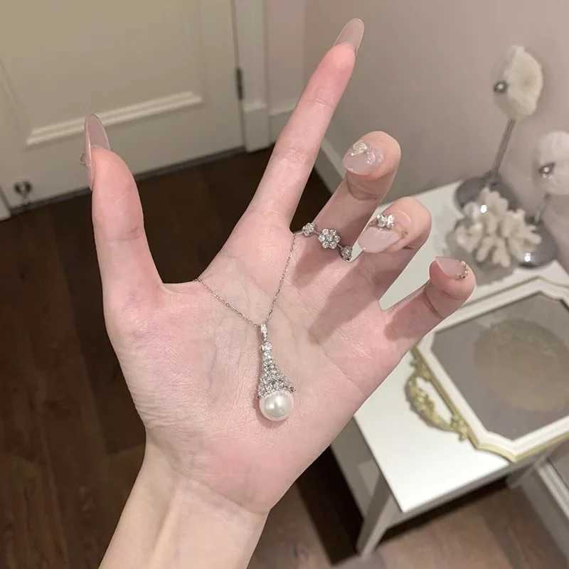 New 925 Sterling Silver Necklace Simple Style Charm Pearl Pendant Choker Birthday Party Gift for Women Exquisite Jewelry XJ250620