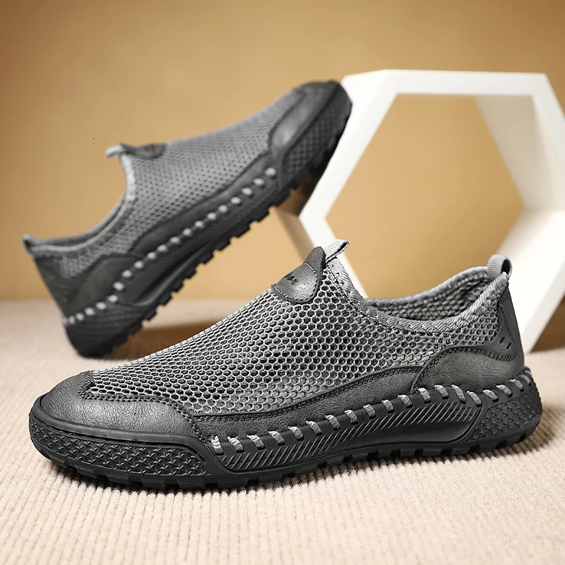 YRZL Mens Breathable Mesh Loafers Lightweight Summer Casual Shoes for Men Non Slip Comfortable Shoes Plus Size Outdoor Sandals 250619