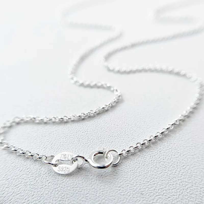 35cm-45cm 1.3mm Pure Real 925 Sterling Silver Circles Rolo Chain Necklace for Women Girls Italy Jewelry Kolye Collare Collier XJ250620
