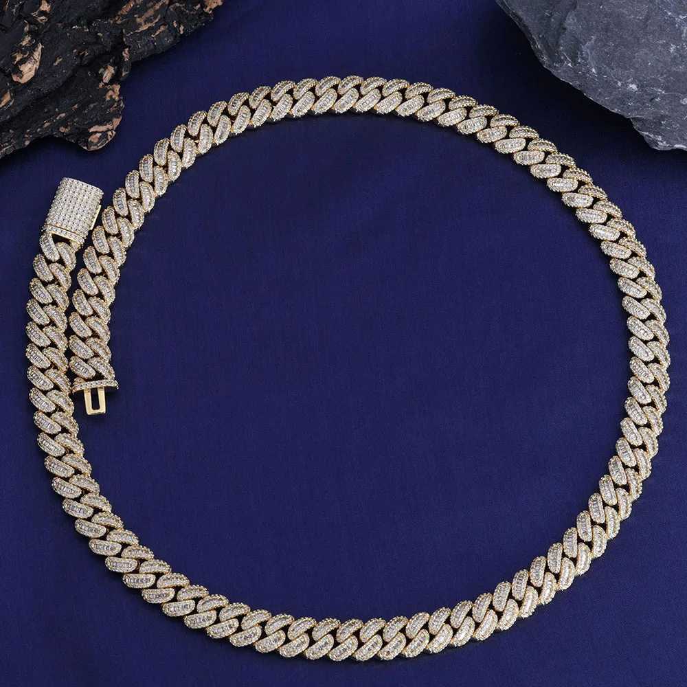 12MM Miami Cuban Link Chain Necklace Mens Gold Color d Out Fashion Cubic Zircon Necklaces Hip Hop Jewelry W250620
