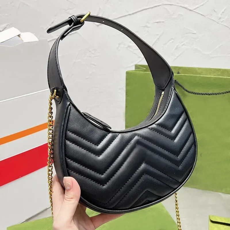 Hot Designer Totes bag Women Marmont Hobo Underarm Bag Italy Half Moon Calfskin Leather Qulited Crossbody Handbags Lady Metal Logo Shoulder Handbag