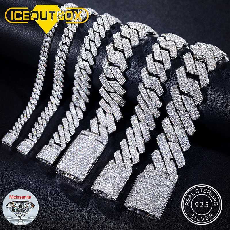 D VVS All Moissanite Cuban Hip Hop Bracelet For Men 6/8/10/12/14/20mm Full Diamond 925 Sterling Silver Teen Girls d Out Chain W250620