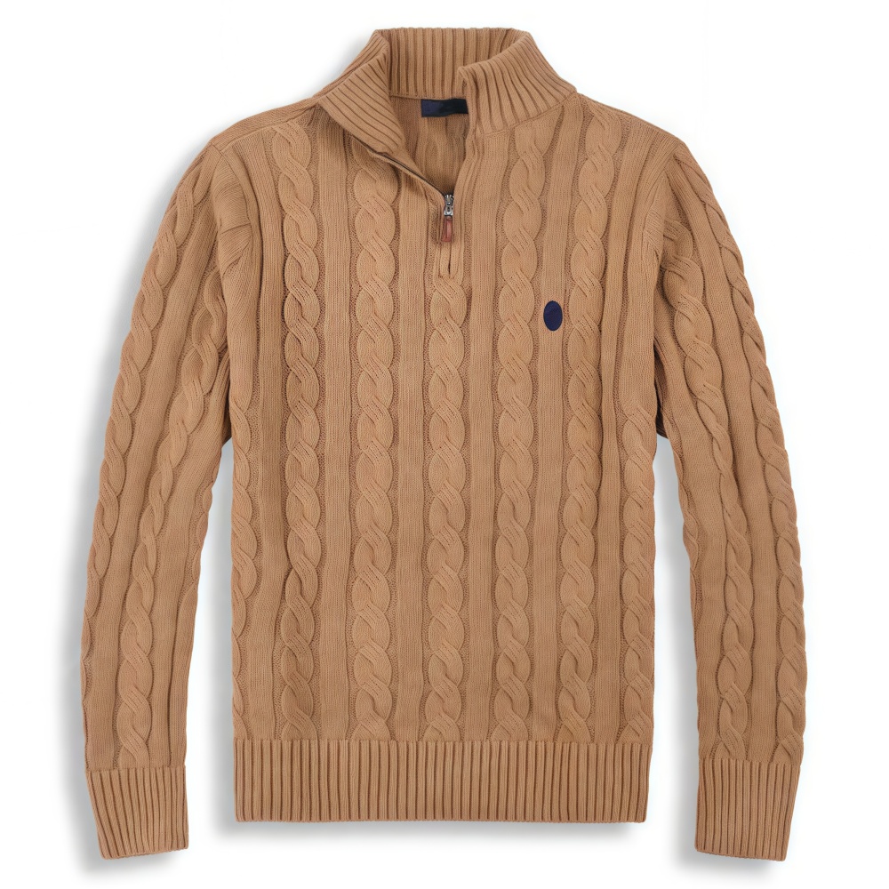 Autumn Winter Men Knitwear Zipper Pullovers Sweater Male v-Neck Knitted Jumpers Embroidery Sweaters quarter zip Sweaters Sweatshirts Man Clothes Lon