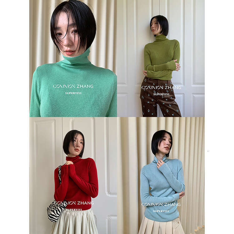 CZ Zhang 19 Colors Solid Color Slim Fit Wool Knit Sweater Basic Versatile Turtleneck Base Shirt For Women A366 B5