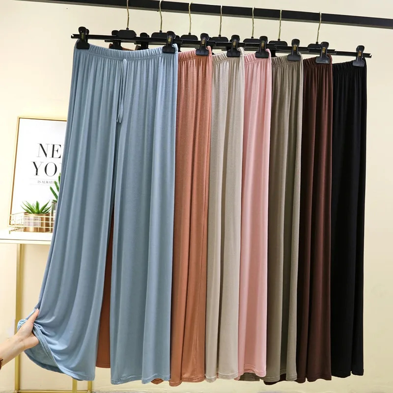Plus size L to 6XL UNeck Womens wide leg pants high waist Loose Long pant solid color Casual drapped trousers all match 250609