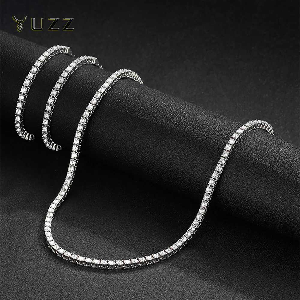 Hip Hop d Out Tennis Bracelet Necklace Men 4mm Tennis Chain Fashion Gold Color Jewelry Women Link 18/20inch Choker Wholesale W250620