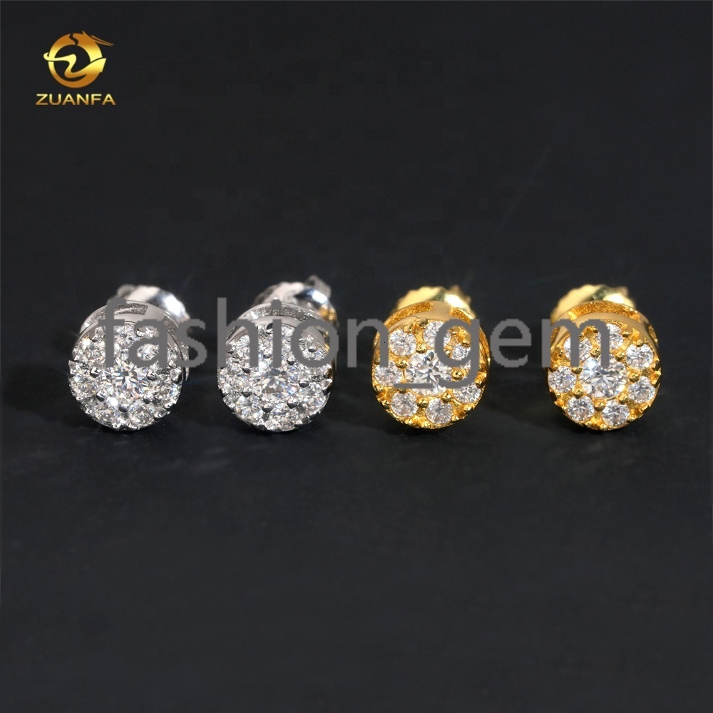 Moissanite Jewelry Iced Out Hip Hop Men Silver Diamond Earrings With GRA Certificate