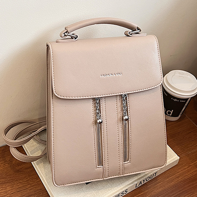 Free shipping designer Bag Niche Large Capacity Solid Color Women Bag 2025 New Trend Fashion Student Backpack Personality Double Zipper Shoulder Bag