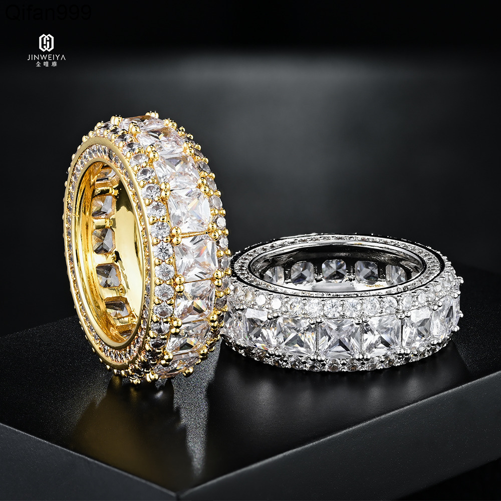 D Mosan 925 Sterling Silver VVS Diamond Wheel Ring Mens Hip Hop Eternity Cuban Fine Jewelry with Moissanite
