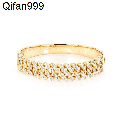 Medium Cuban Bangle Bracelet Miami Cuban Chain Iced Out Real Diamond Bracelet for Men Hot Selling Pass Diamond Tester Bracelet