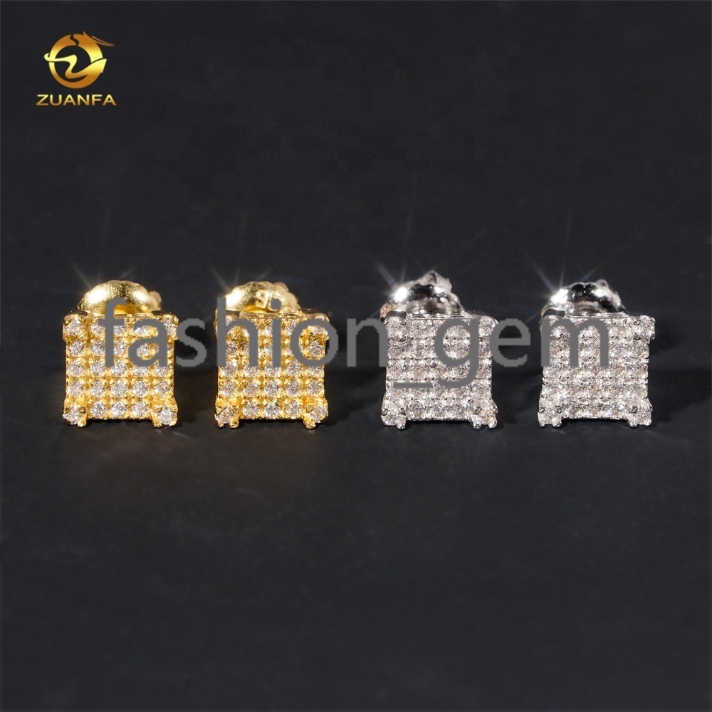 Fine Jewelry High Quality Designer 18k Gold Plated Iced Out 925 Sterling Silver Jewelry Stud Earrings