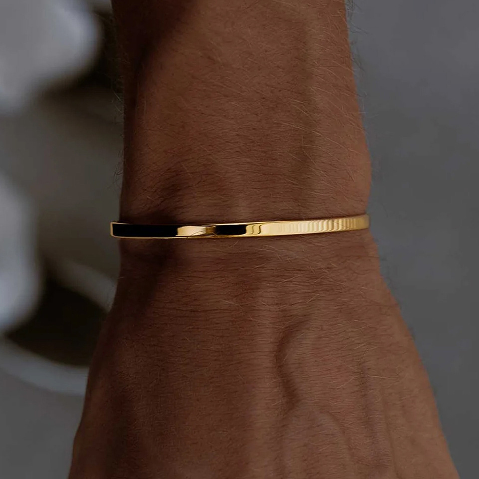 2025 Choucong Ins Top Sell Simple Fashion Jewelry Smooth Stainless Steel 18K Gold Plated High Quality Party Women Men Trendy Women Wedding Wrist Ope