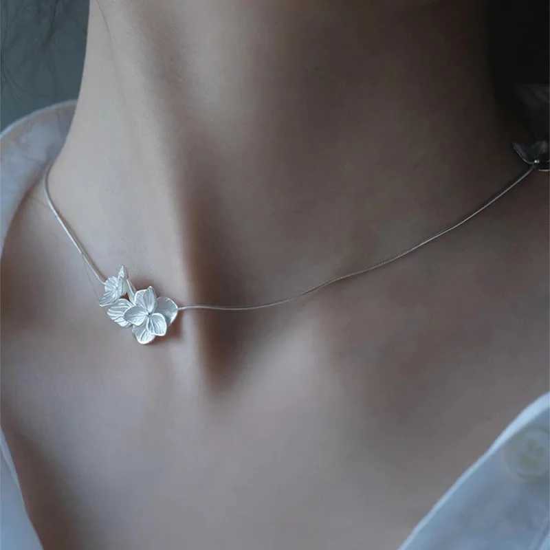 S925 Sterling Silver Necklaces For Women Simple Chain Fashion Minimalist Pendant Necklaces Flower Necklace Birthday Gift XJ250620