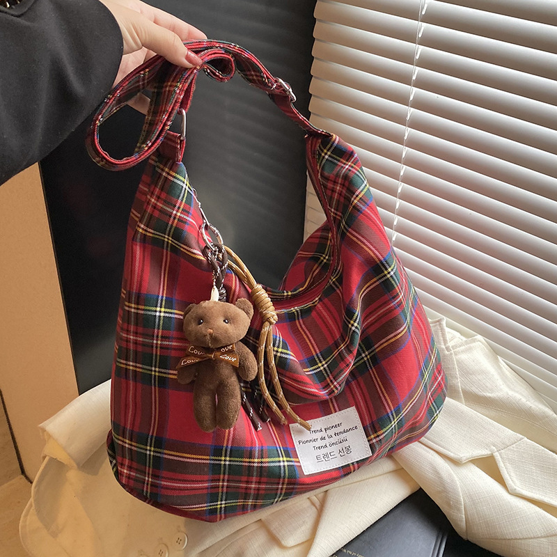 Free shipping designer Trendy Lazy Style Niche Plaid Tote Bag for Women Casual Lightweight Shoulder Bag Versatile Large Capacity Crossbody Bag