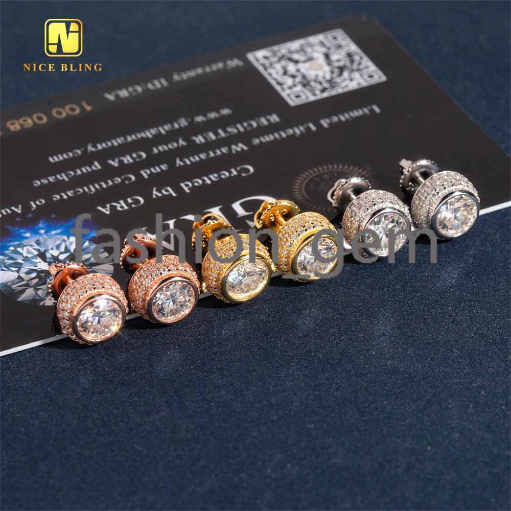 Screw Back Pass Diamond Tester Fine Hip Hop Jewelry Ear Studs S925 Iced Out VVS Moissanite Diamond Stud Earring for Women