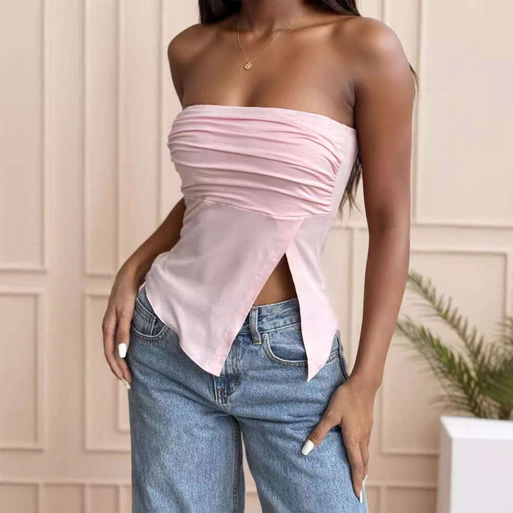 Summer New Niche Strapless Sleeveless Vest For Women With Unique Design And Irregular Wrap Chest B5