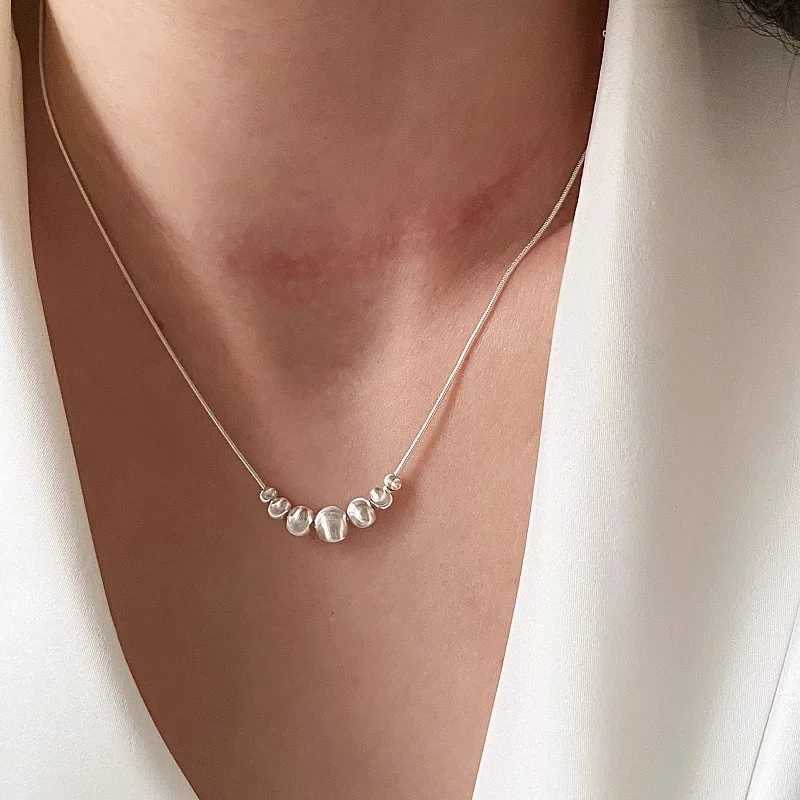 S925 Sterling Silver Necklaces For Women Simple Chain Fashion Minimalist Pendant Shinning Balls Necklaces Birthday Gift XJ250620