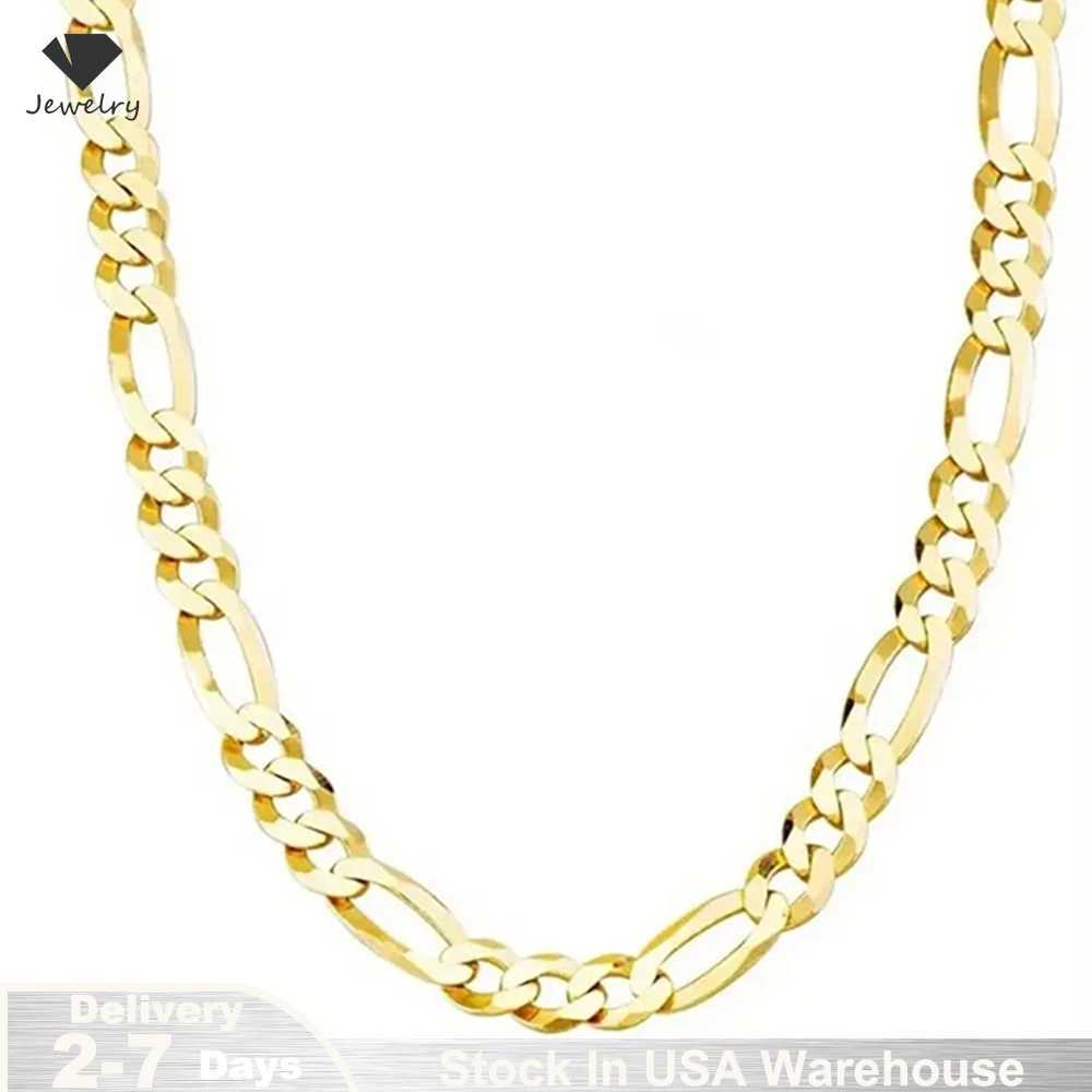 925 Sterling Silver Classic Figaro Chain Link Necklace for Men 14K Gold Plated 5mm Wide Cuban Cu Link Chain Jewelry Gift USA W250620