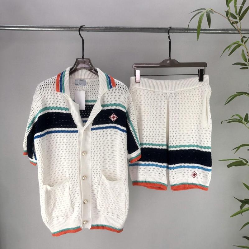 Designer Men's Tracksuits Embroidery Knit Polo Shirt Shorts Set Men Women Summer Casual Streetwear Jacquard Cardigan Style Two Piece Outfit Hig