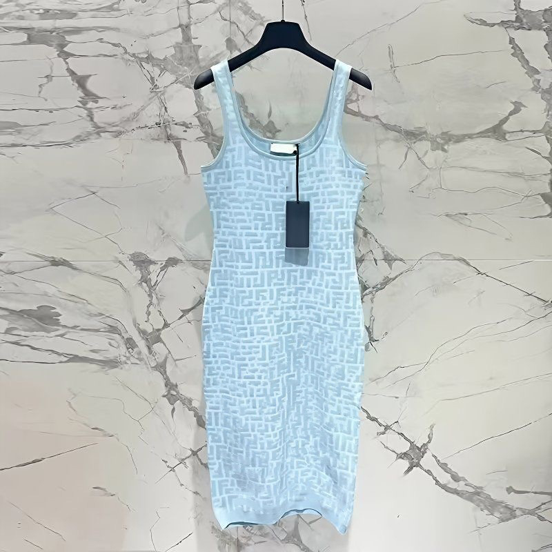 Fashion Summer Dresses Elegant Knit Dresses For Women Solid Color Sexy U-Neck Slim Fit Strap Vest Bodycon Dress Women