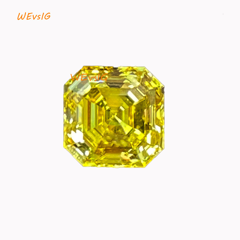 Synthetic Hpht Yellow Cvd Lab Grown Loose Diamond Asscher Cut Loose Lab Diamonds With IGI Certified