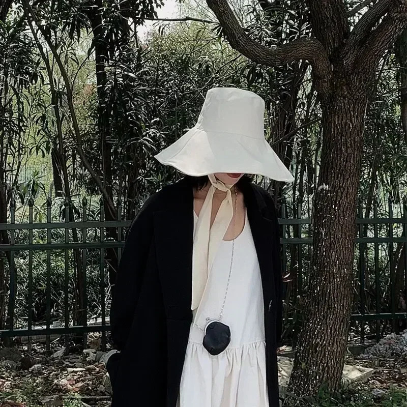 Solid Color Big Brimmed Fisherman Hat Womens Spring and Summer Foldable Sun Hat Sun Protection Sun Hat Versatile Hat 250618