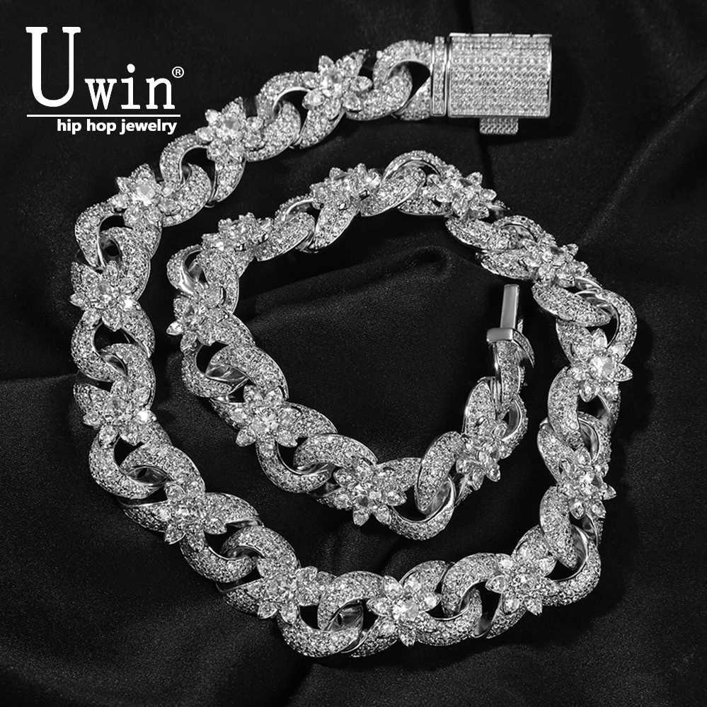 Uwin Flower Infinity Necklace Full Paved d Out Bling Cubic Zirconia Cuban Chain HipHop Jewelry Women W250620
