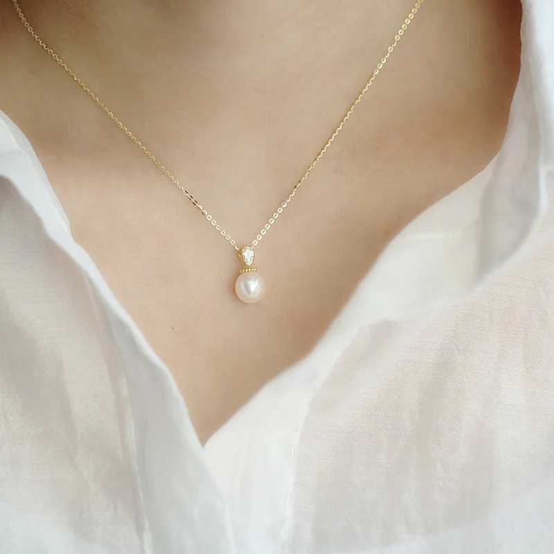 925 Sterling Silver Simple Retro Zircon Pearl Pendant Necklace Pendant Classic Romantic Wedding Jewelry For Women XJ250620