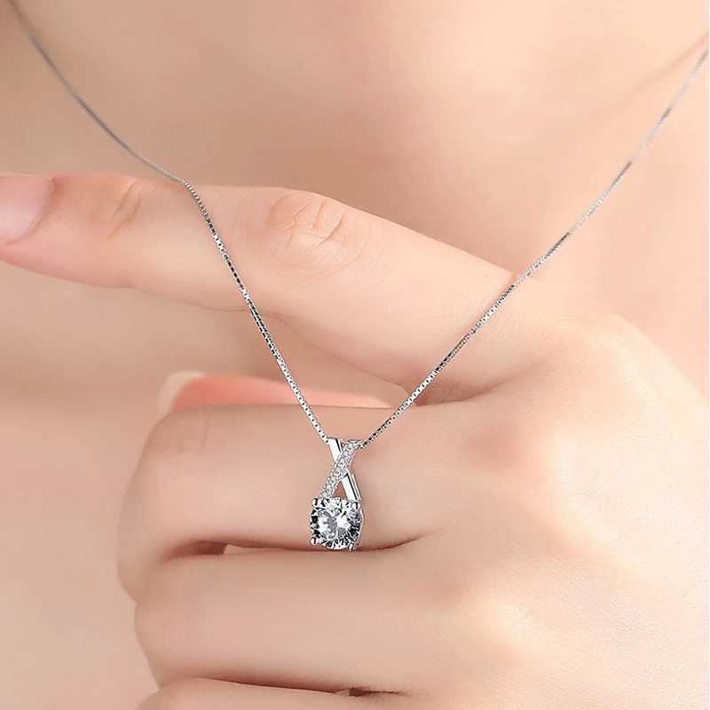 S925 Sterling Silver Luxury Zircon X-Shape Necklace for Women Exquisite CZ Clavicle Chain Necklace Fine Jewelry Wholesale NK023 XJ250620