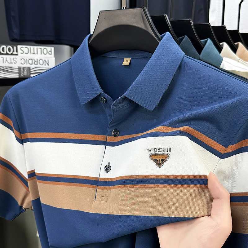 High-end brand color-blocked polo shirt mens short sleeve top exquisite badge emboss summer comfort lightweight casual T-shirt X250620