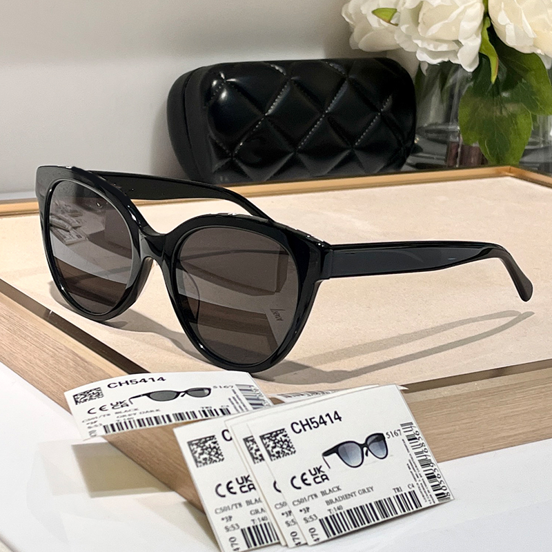 Sunglasses For Women Designer Sunglasses Oval Black Acetate Cat eye amber lenses Sunglasses Men CH luxury brand Sunglasses perfect for work and leis