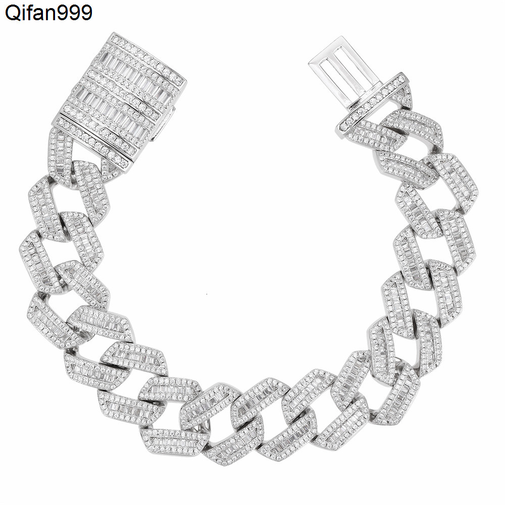 Wholesale Fashion Jewelry Mens Cuban Chain Trend Hip Hop Style Zircon 925 Sterling Silver Cuban Chain