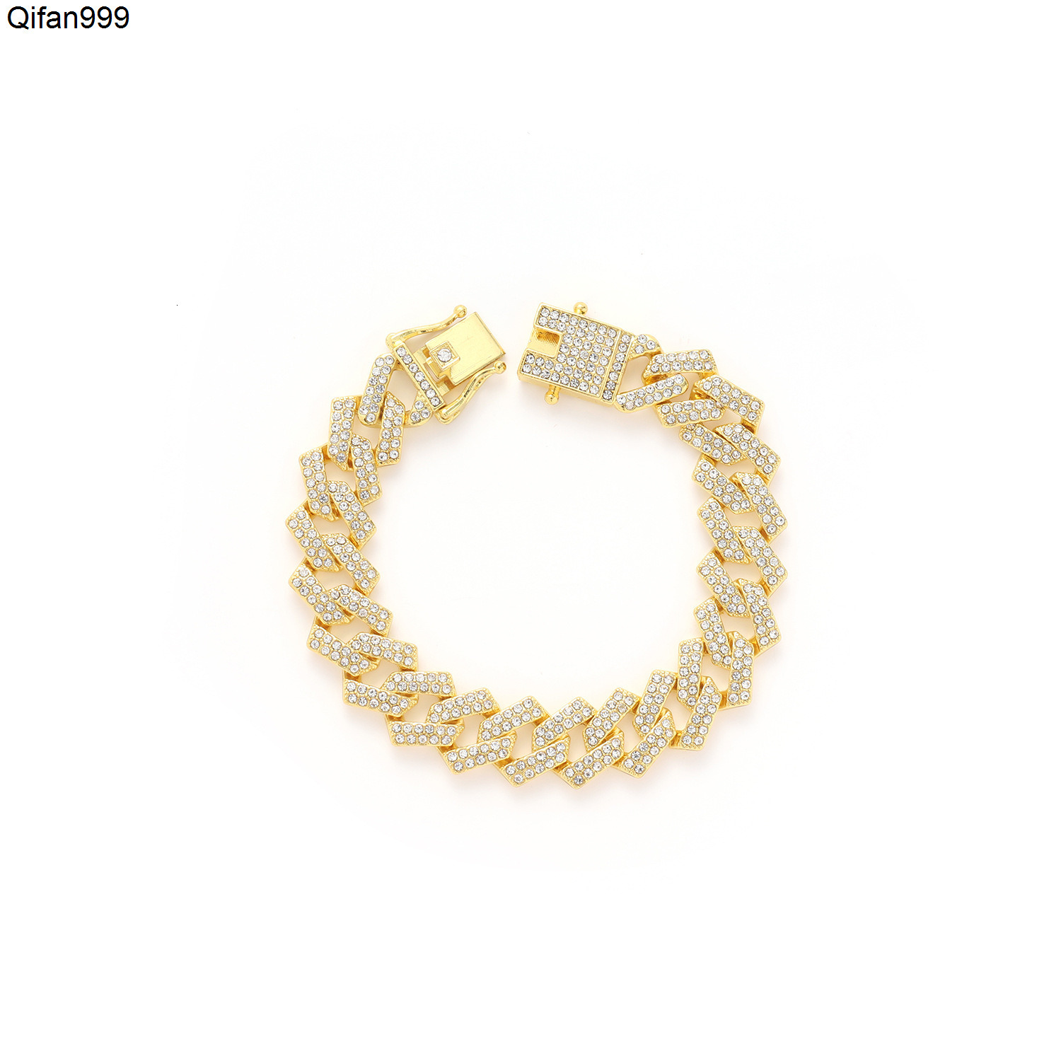 Cross Border Hip-hop Cuban Chain 15mm Diamond Full Diamond Mens Jewelry Bracelet