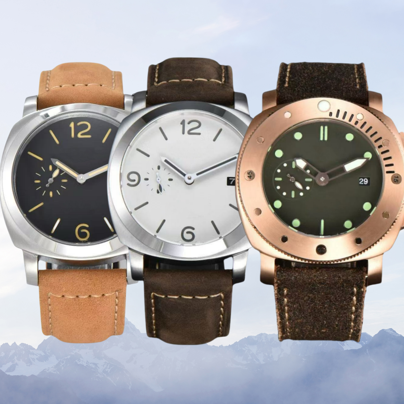 Men's Fashion Casual Automatic Mechanical Watch with Sapphire Crystal - Stainless Steel Military Style