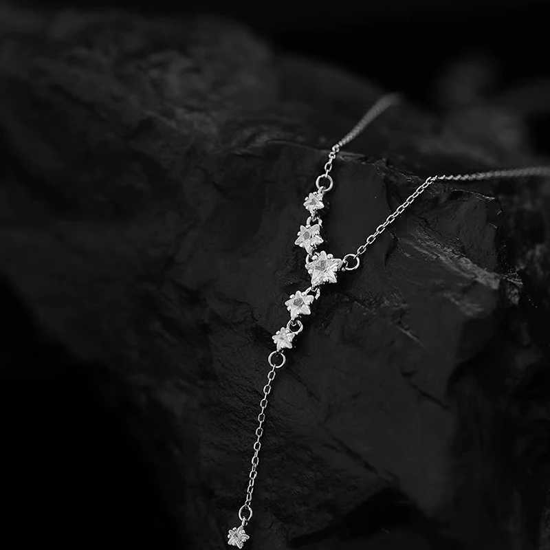 New 925 Sterling Silver Star Necklace Simple Fashionable Geometric Long Pendant Birthday Party Gift Womens Fine Jewelry XJ250620
