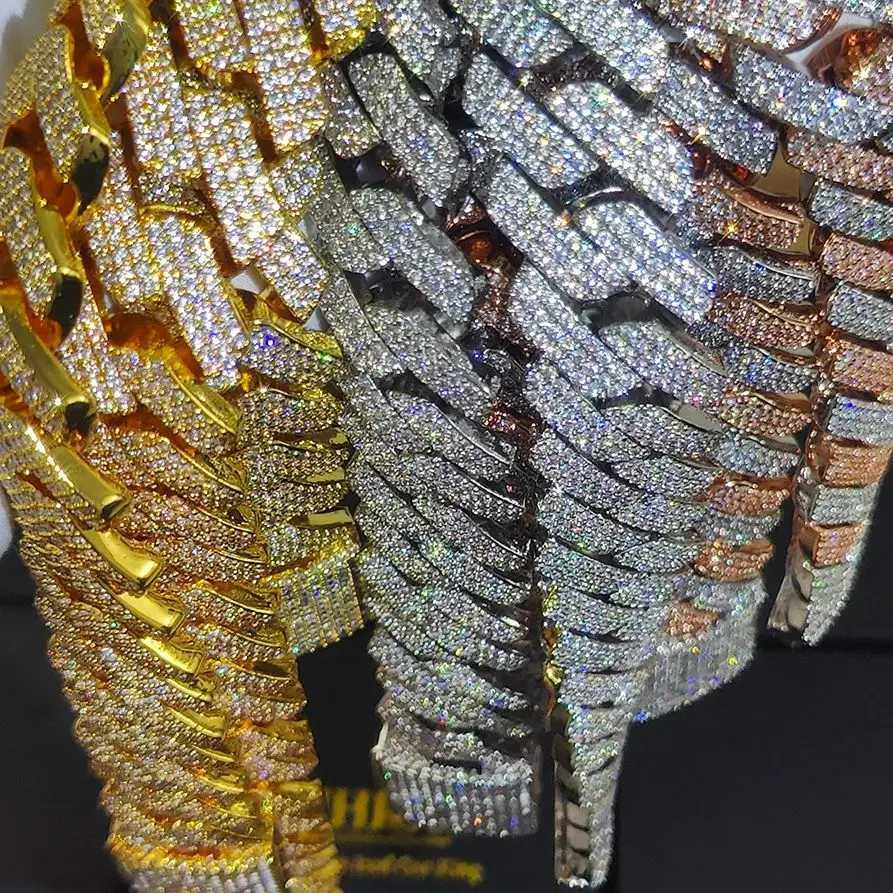 Drop Shipping 20mm Full d Out Mens Bling Hip Hop Jewelry Cubic Zirconia Cuban Link Chain Gift for Men W250620