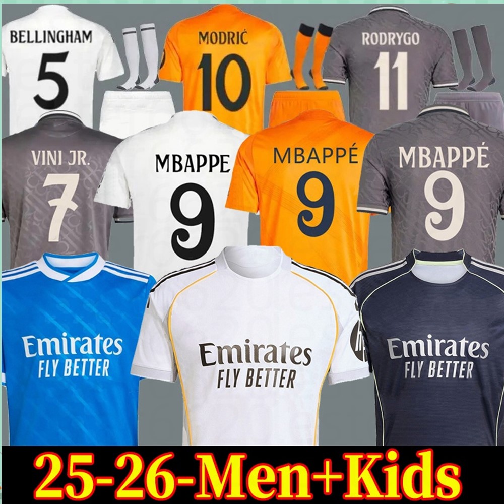 Reals MBAPPE BELLINGHAM VINI MadrIdS 25 26 soccer jerseys MODRIC RODRYGO VALVERDE ENDRICK 2025 2026 Football Shirts CARVAJAL Men Kids Kit uniform-image-942169698