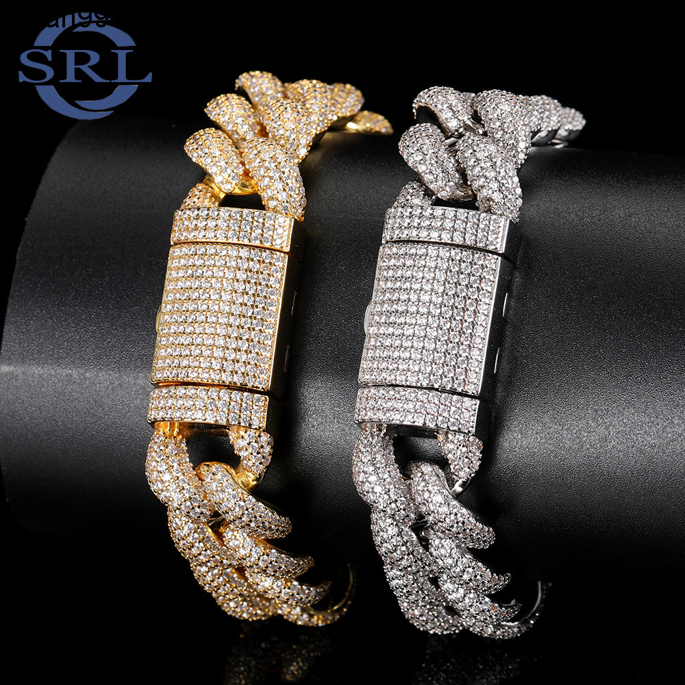 Wholesale Versatile Mens Fashion Charm Bracelet Hip-Hop Full Diamond Cuban Chain Thick Iced Out Zircon Bracelet