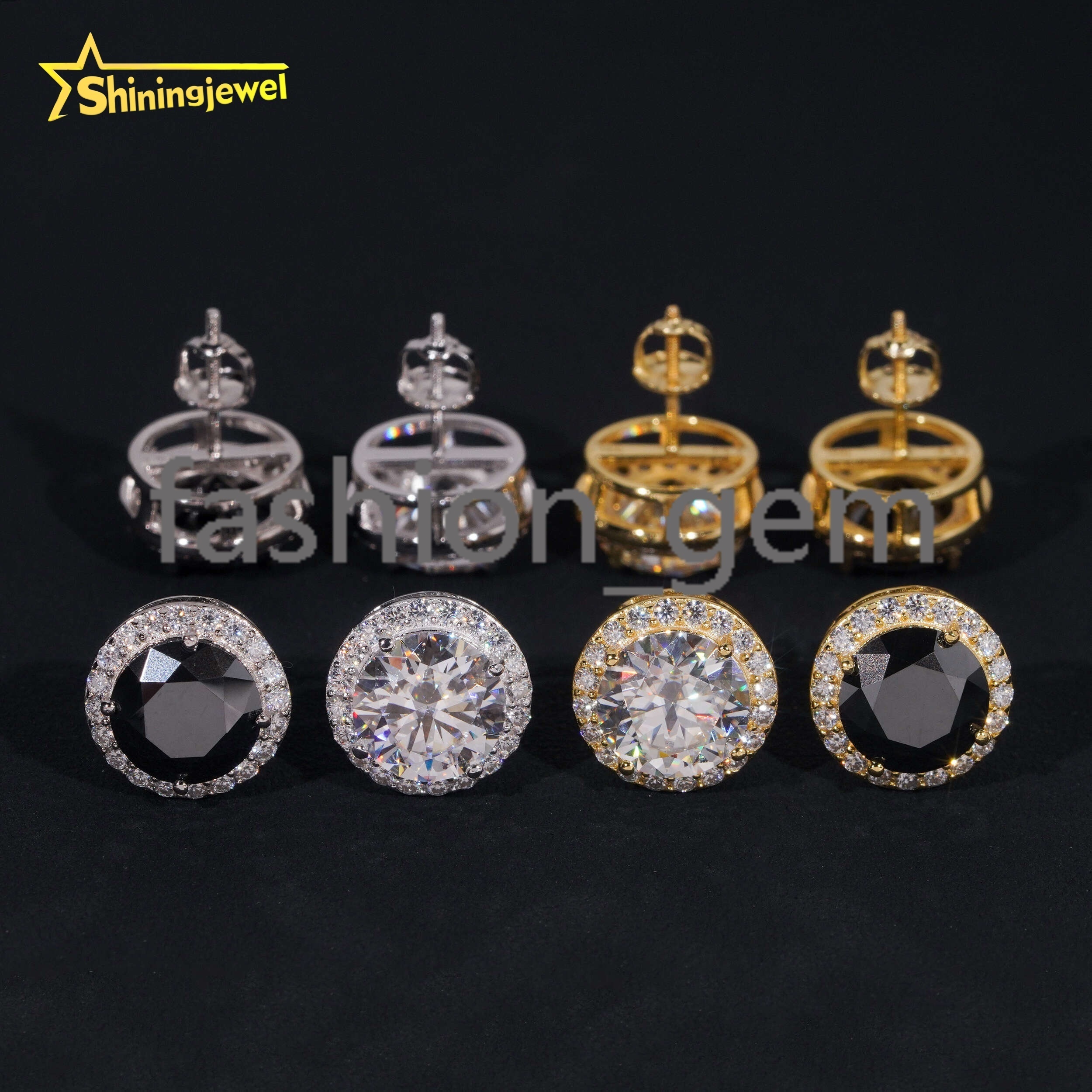 Hip Hop Jewelry Pass Diamond Tester Stocks 925 Sterling Silver Iced Out VVS Custom Colored Diamond Moissanite Stud Earrings