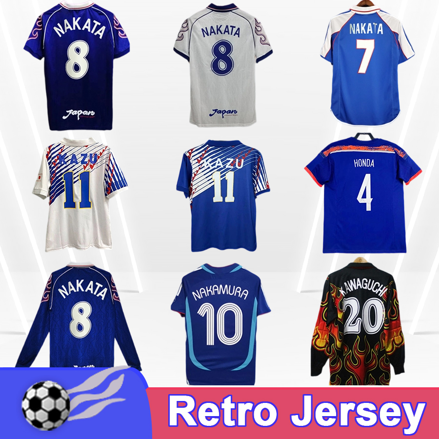 98 06 Japan NAKAMURA Retro Mens Soccer Jerseys National Team NAKATA OGURO KAWAGUCHI Home Blue Away Long Sleeves Vintage Football Shirts Uniforms-image-991469432