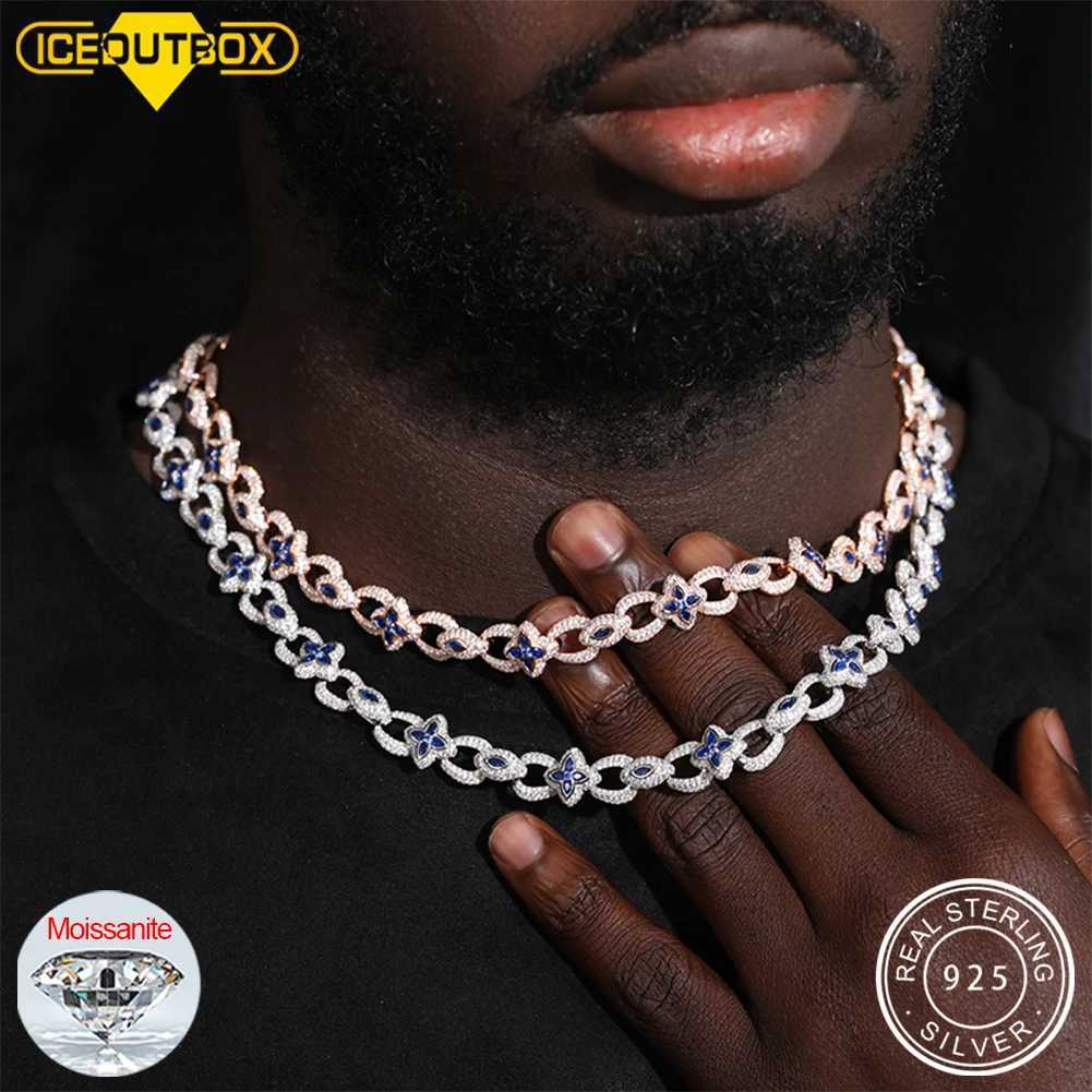 S925 New d Out Flower Eye Chain Bracelet For Men With Blue Cubic Zircon Luxury Hip Hop Rper Sterling Silver Jewelry Gift W250620