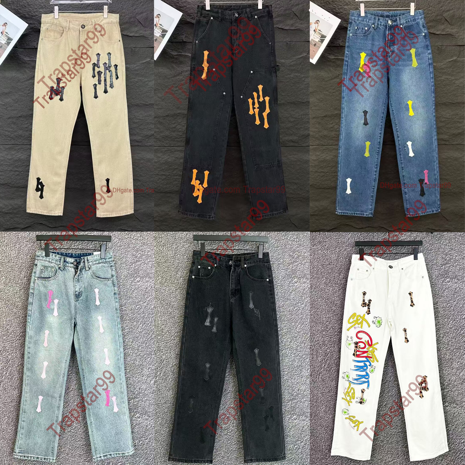 Chrome Jeans 25 Jeans New Mens Womens Jeans Designer Straight Trousers Letter Prints Long Style High Quality Luxury Jeans Motorcycle Cross Straig