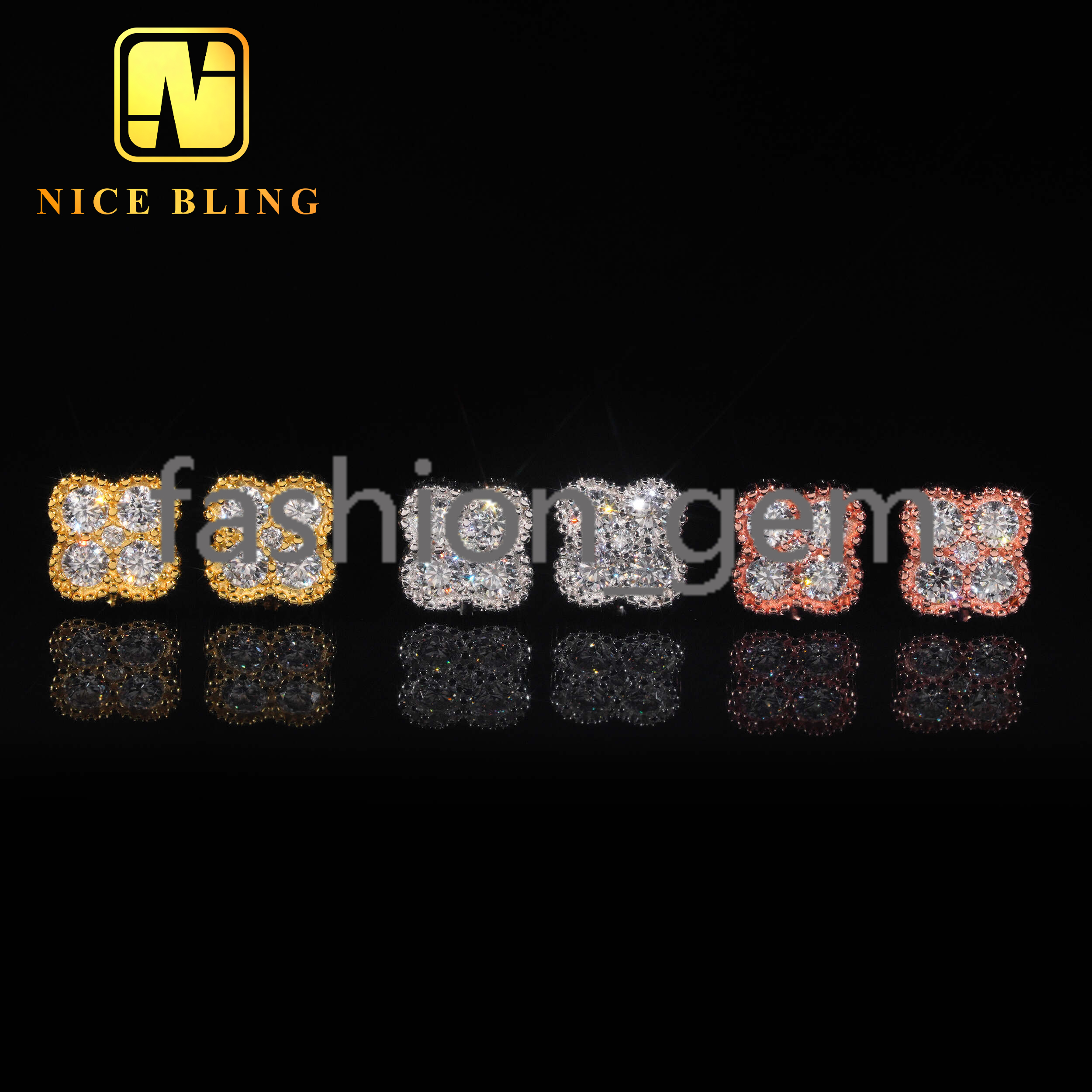Pass Diamond Tester Trendy 10mm 925 Sterling Silver Moissanite Ear Stud Jewelry Hip Hop Stud Earring for Women