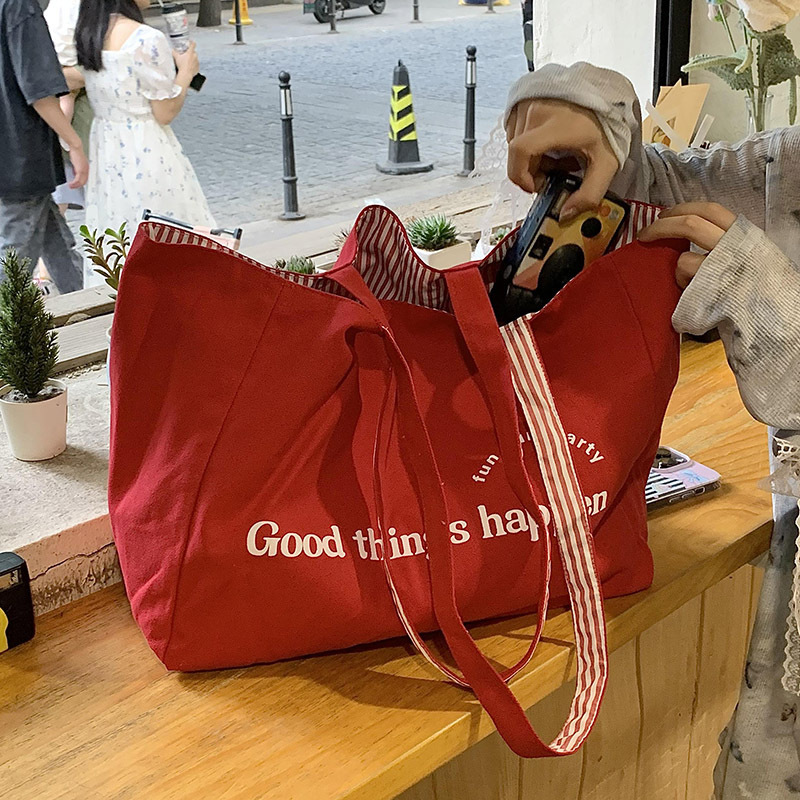 Free shipping designer Large Capacity Tote Bag Striped Shoulder Bag Textured Letter Canvas Bag for College Students Women Commuter Bag